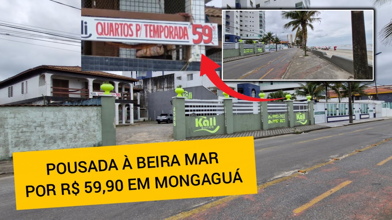 Pousada barata na beira da praia em Mongaguá