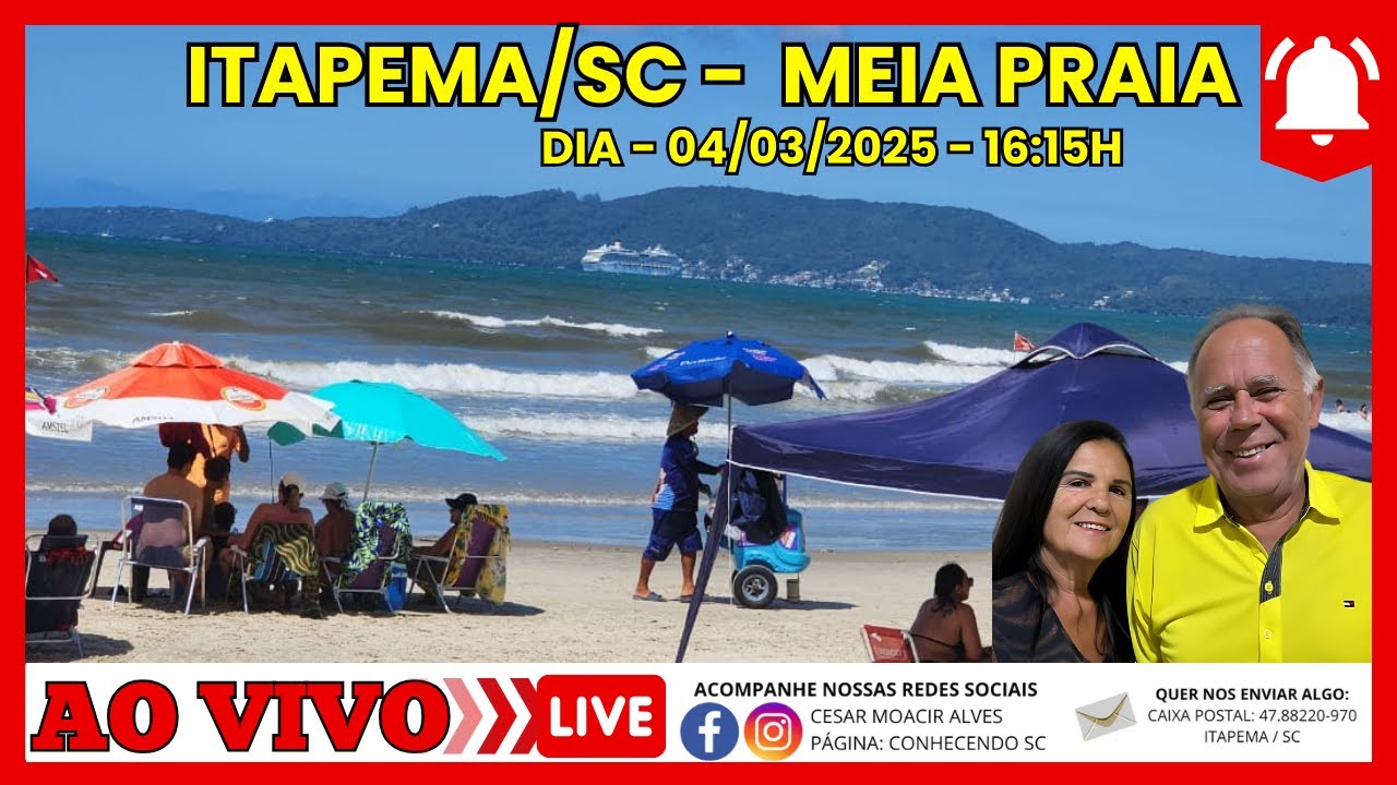 ITAPEMA/SC  – MEIA PRAIA  –  TERÇA DE SOL E MAR  04/03/2025 16:15 HRS