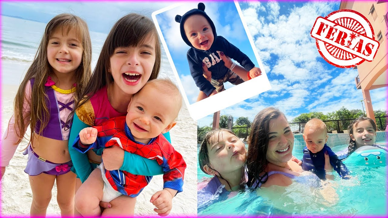 Vlog no hotel com praia e piscina nas férias | Jéssica Godar Laurinha E Helena E Gabriel